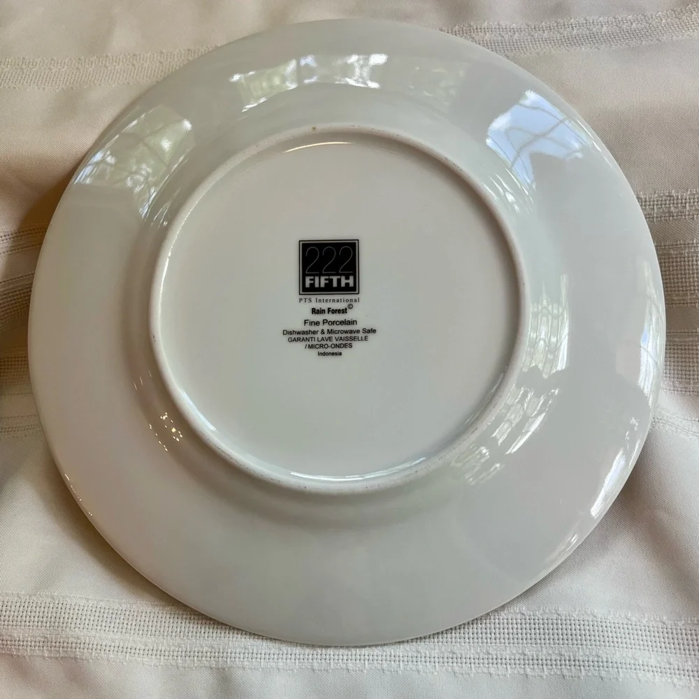 TWO Dinner Plates 222 FIFTH‎ Rain Forest Porcelain Discontinued EUC